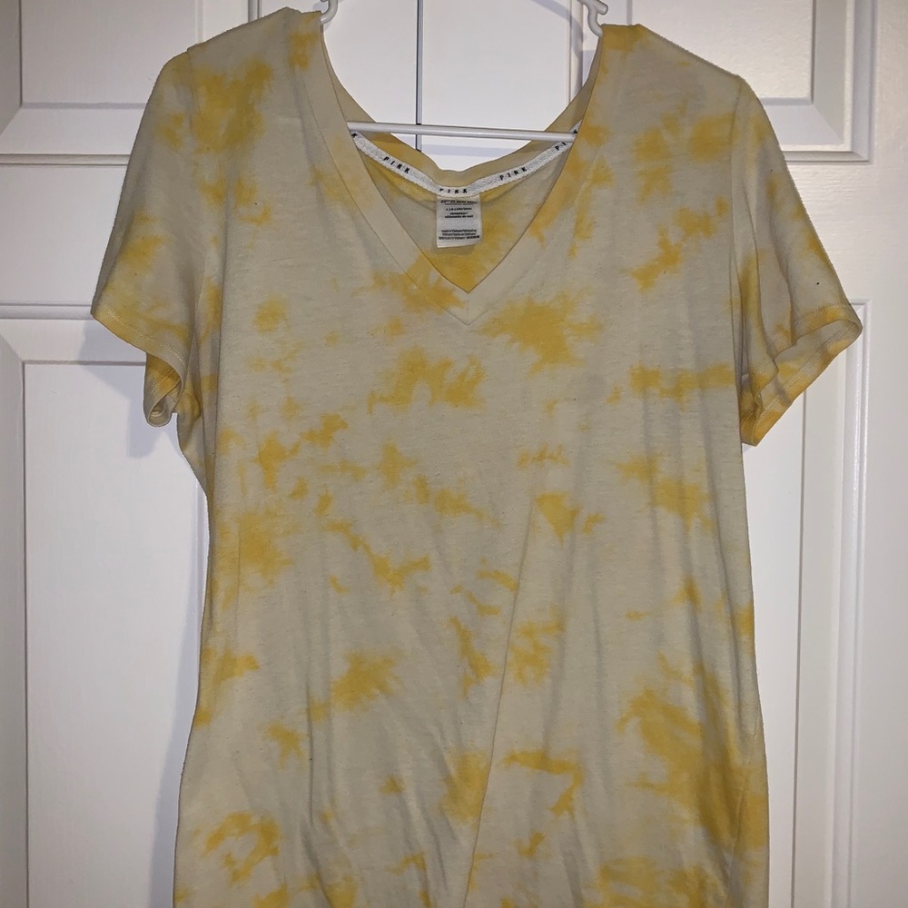 PINK tie dyed yellow/white t-shirt